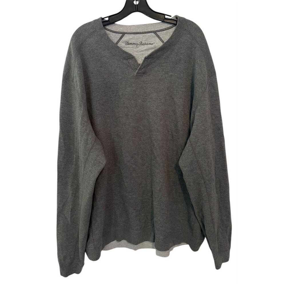 Tommy Bahama Reversible Sweater Gray Cotton Long Sleeves Mens